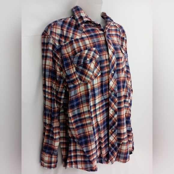 2/$30 WRANGLER Casual Western Style Plus Size Patchwork  Button Up(#546) - Picture 7 of 8